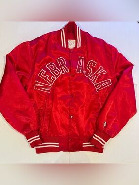 Vintage 80’s University of Nebraska Satin Jacket size Large NCAA